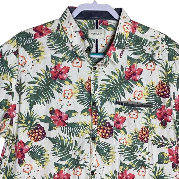 7 Diamonds Hawaiian Shirt Mens 2XL XXL Button Down Floral Tropical Preppy Beach - Picture 1 of 16